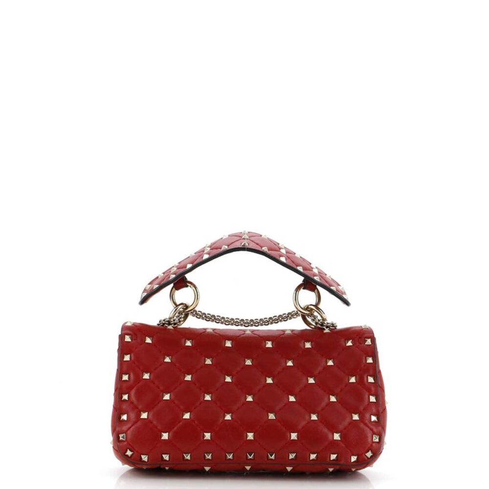 Valentino Garavani Rockstud Spike Flap Bag Quilted Leather Small Red - Picture 3 of 8